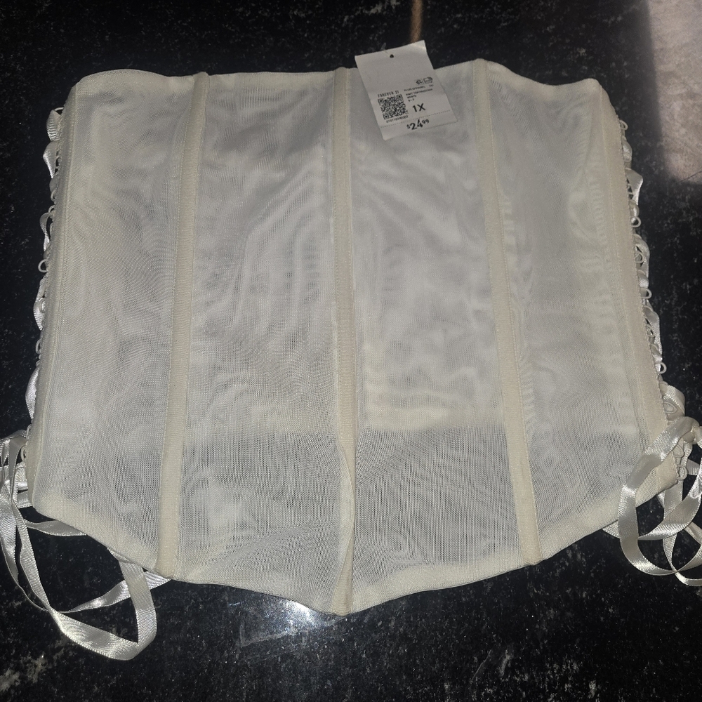 Forever 21 Cream Mesh Corset